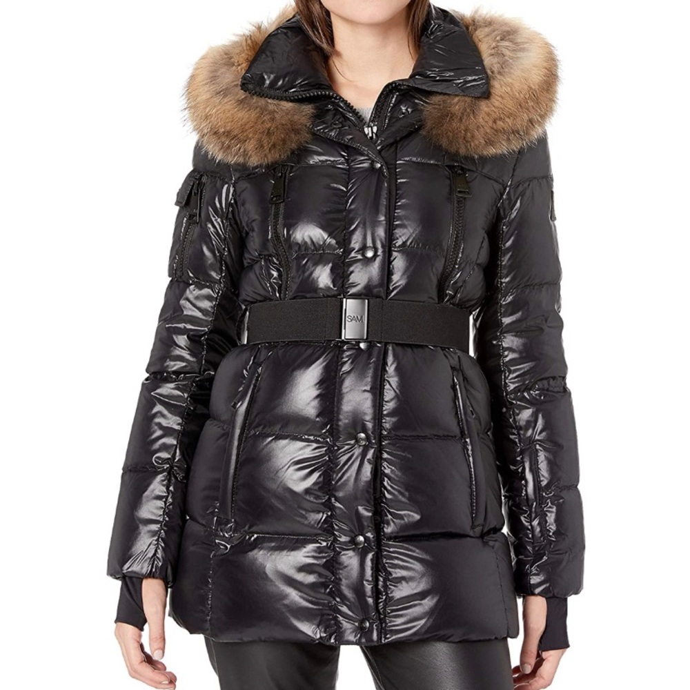 SAM Millennium down puffer coat with raccoon fur hood